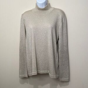 Escada Margaretha Ley Silver Metallic Turtleneck | 42